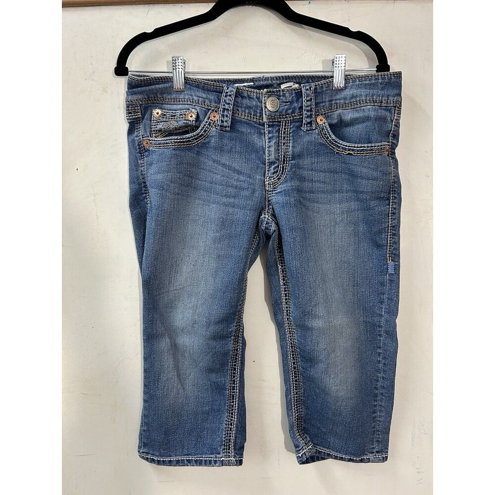 Seven7 Women's Mid Rise Medium Wash Stretch Denim Capri Jeans Size 10 33"‎